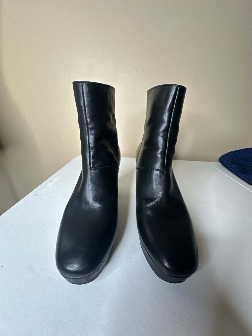 Steve Madden Peace Platform Boots Size 9M Black Leather Block Heel